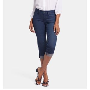 NYDJ Marilyn Straight Lift Tuck Cropped Cuff Dark Wash Denim Jeans